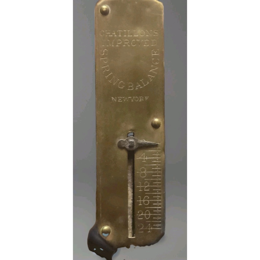 Antique Chatillons Improved Spring Balance 24lb Brass Hanging Scale Tested Works